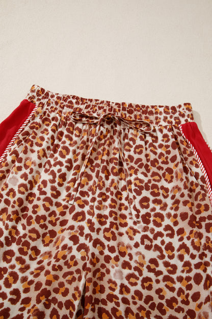 Leopard Contrast Trim Top and Pant Set