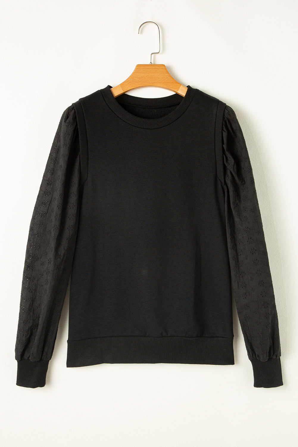 Texture Patchwork Round Neck Sweatshirt