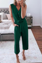 Button-Up Sleeveless Belted Jumpsuit