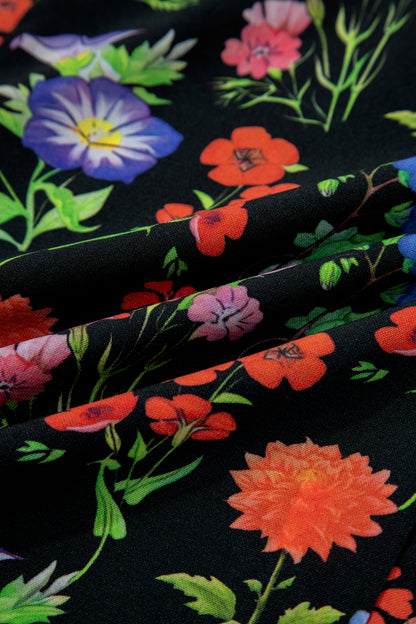 Flower Tiered Flutter Sleeve V-Neck Blouse