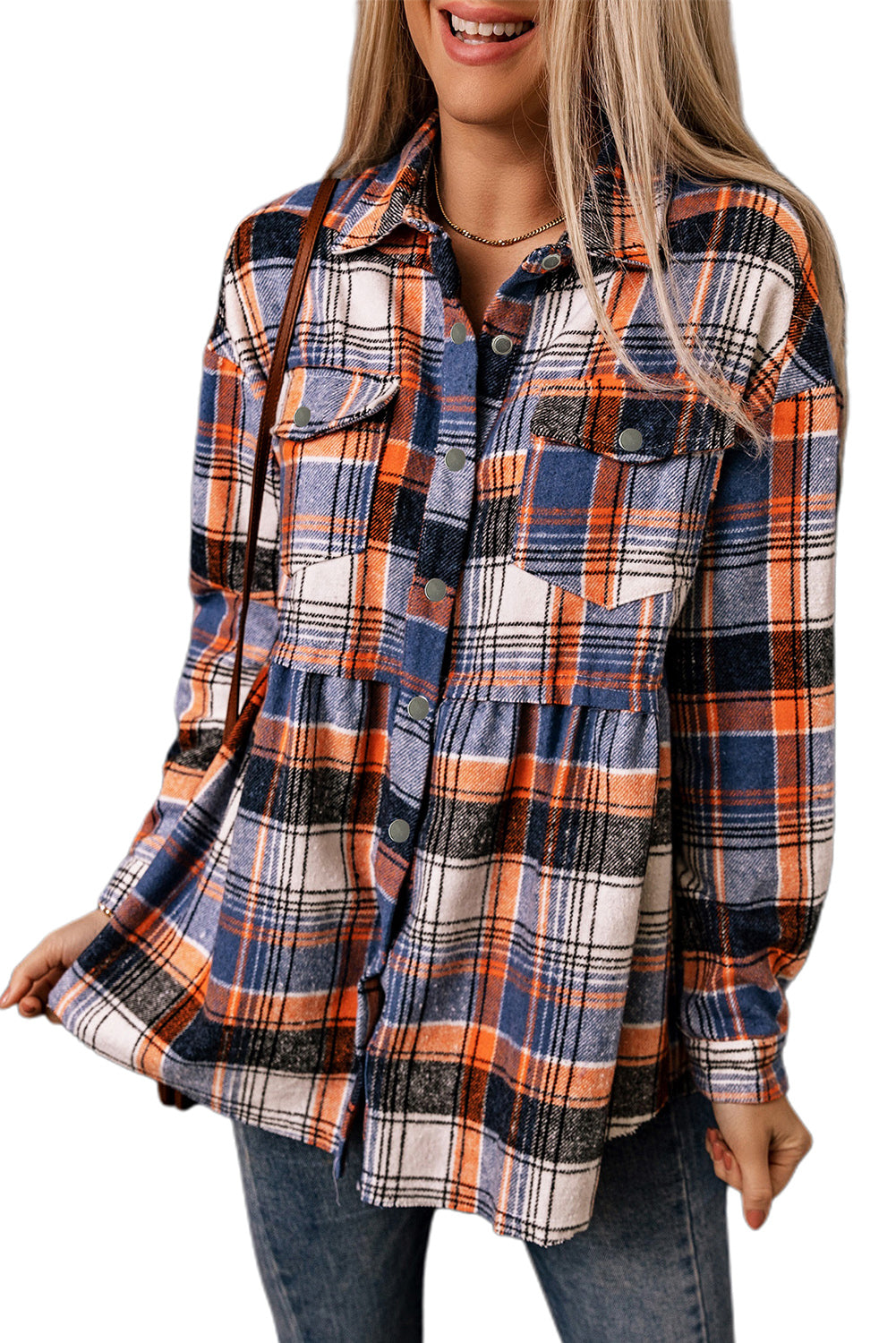 Plaid Ruffle Shirt Jacket