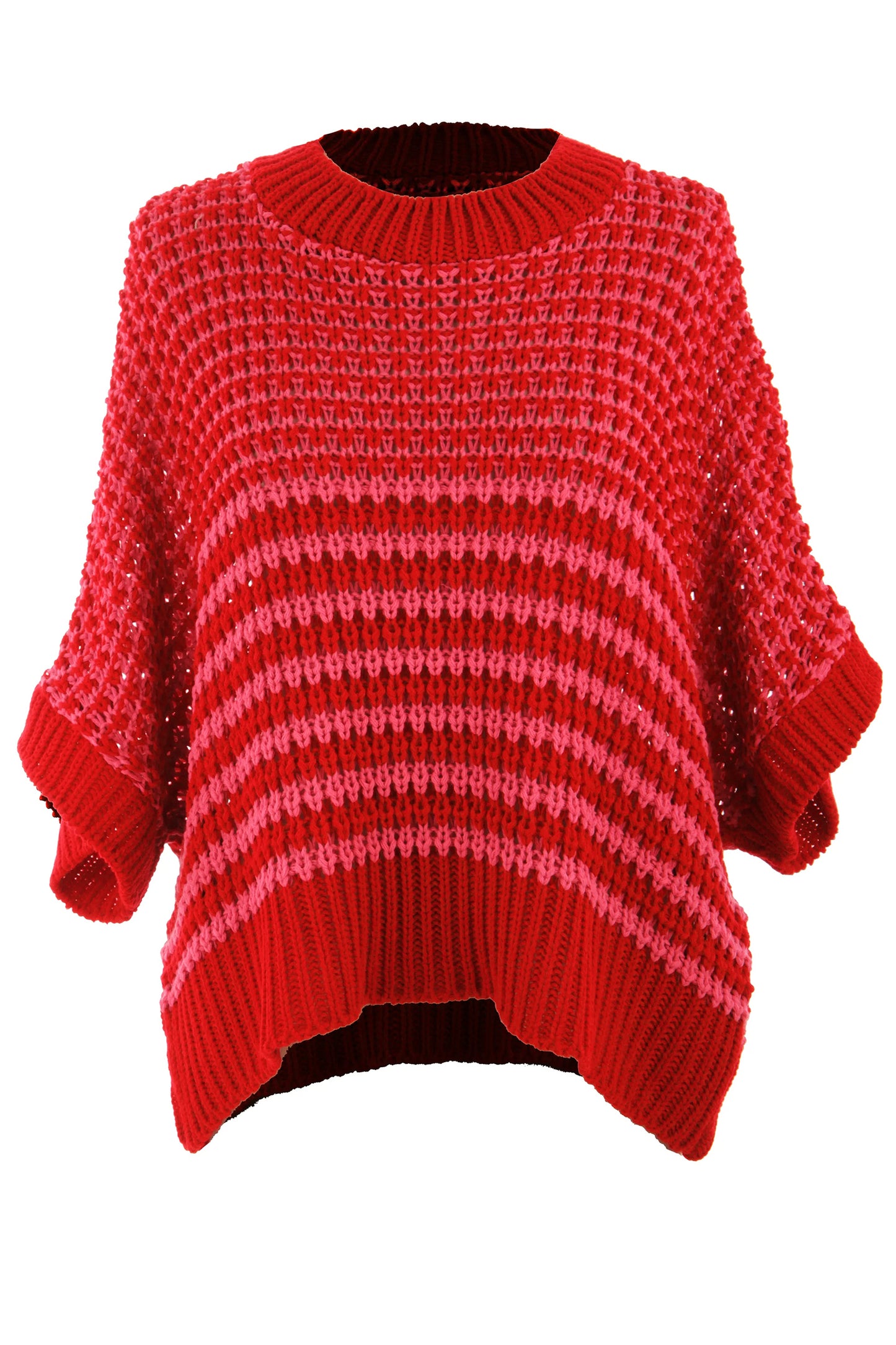 Stripe Draped 3/4 Sleeve Slouchy Sweater