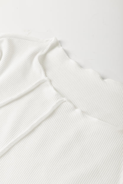 Ribbed Knit Reverse Seam Long Sleeve Top