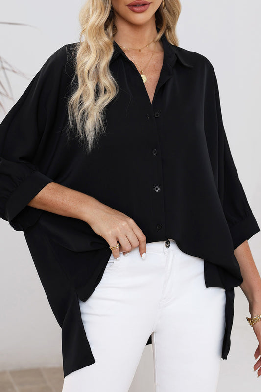 3/4 Puff Sleeve Buttoned Shirt