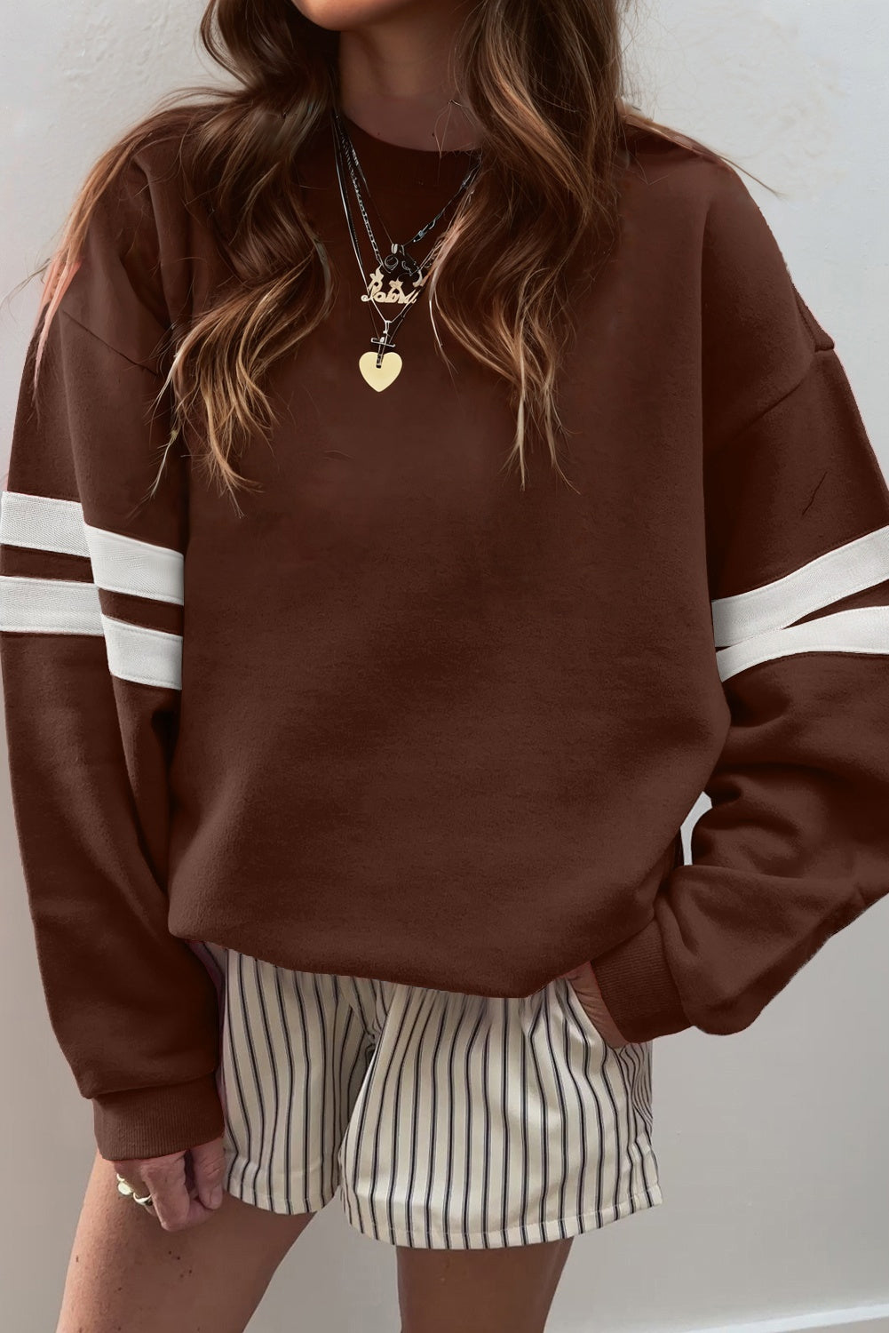 Varsity Stripe Drop Shoulder Oversized Sweatshirt
