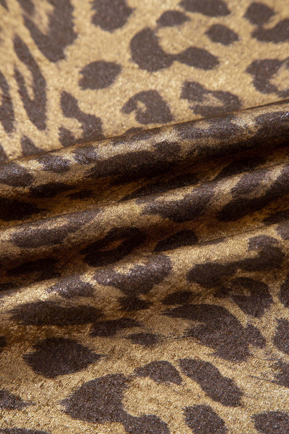 Metallic Leopard 3/4 Sleeve Blouse