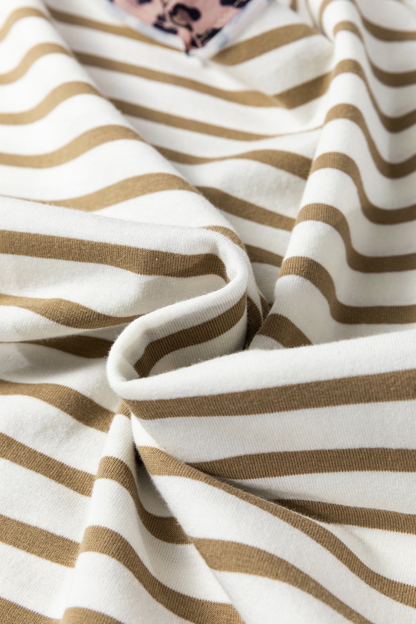 Stripe Leopard Patchwork Round Neck T-Shirt