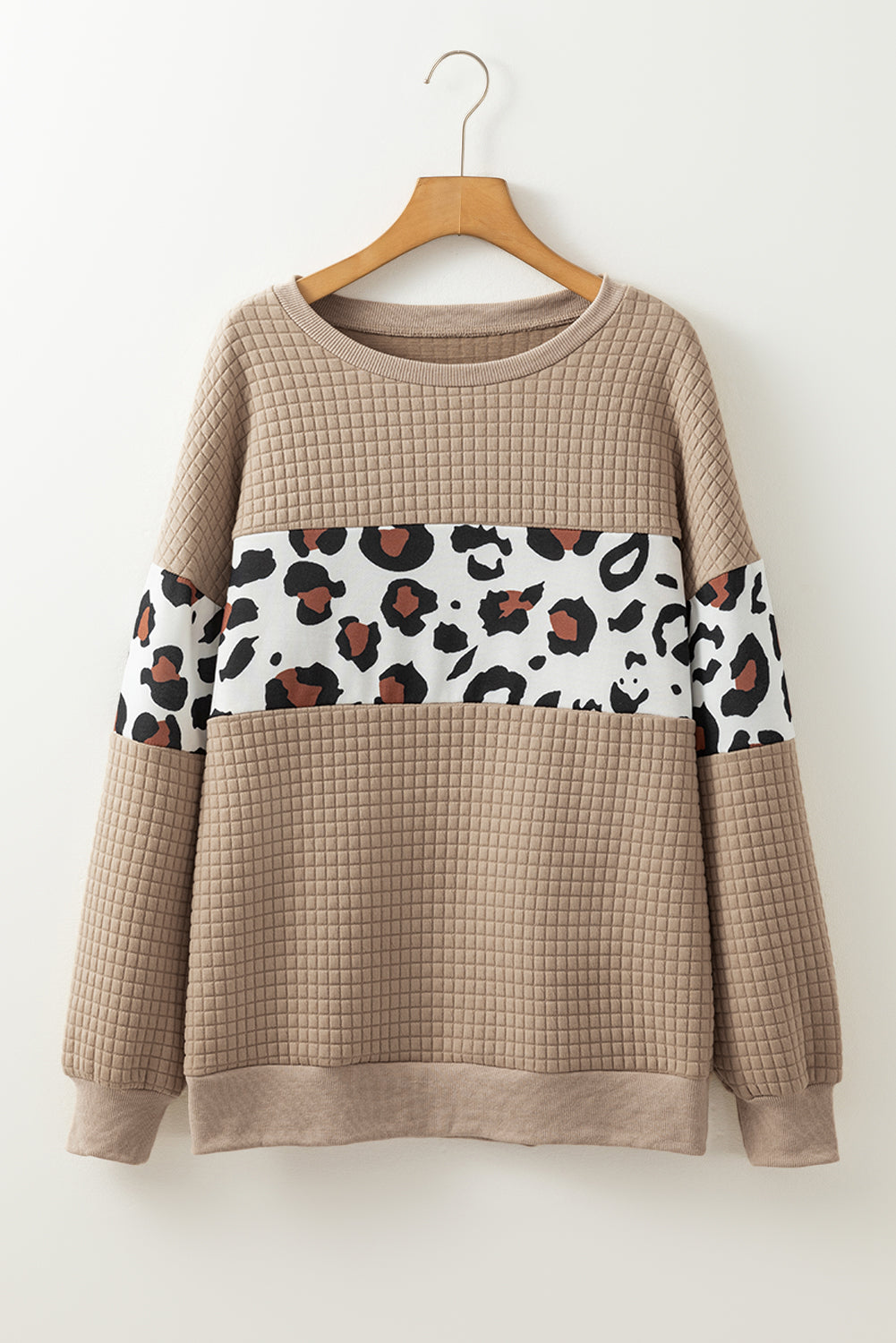 Leopard Quilted Patchwork Crewneck Sweatshirt