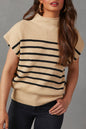 Stripe Ribbed Mock Neck Sweater