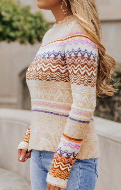 NEW! Geometric Stripe Knit Sweater