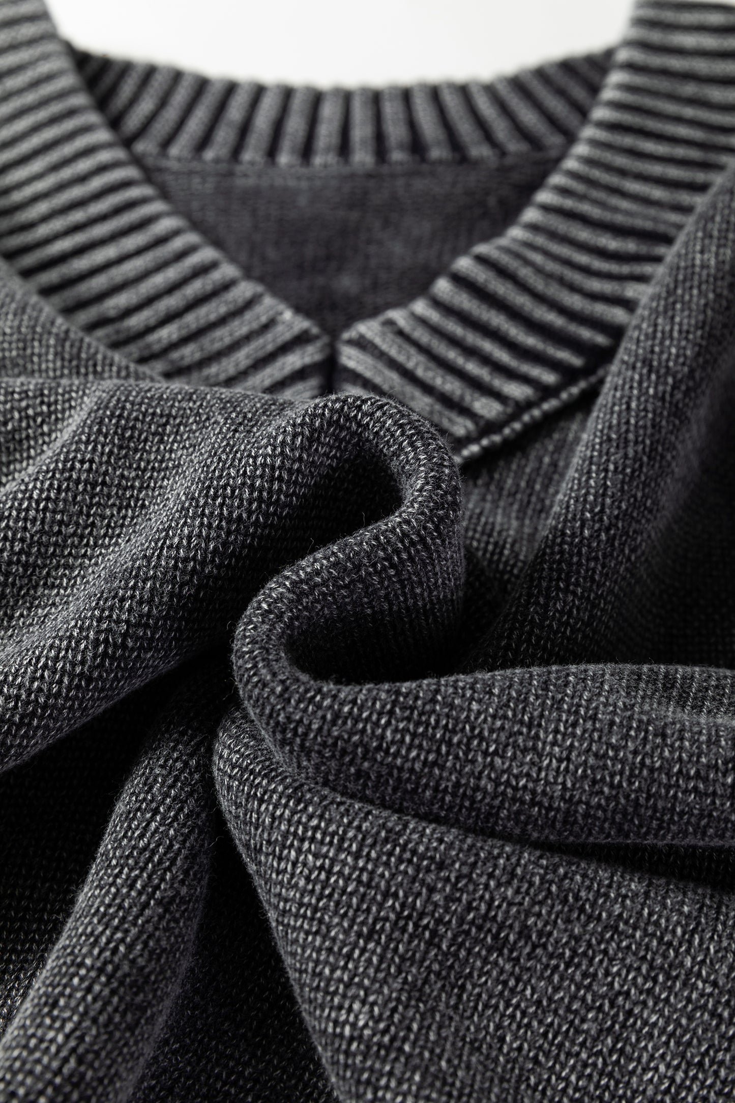 Mineral Wash Reverse Seam V-Neck Drop Shoulder Sweater