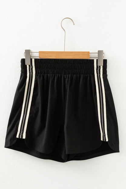 Varsity Stripe Elastic Waist Athleisure Shorts