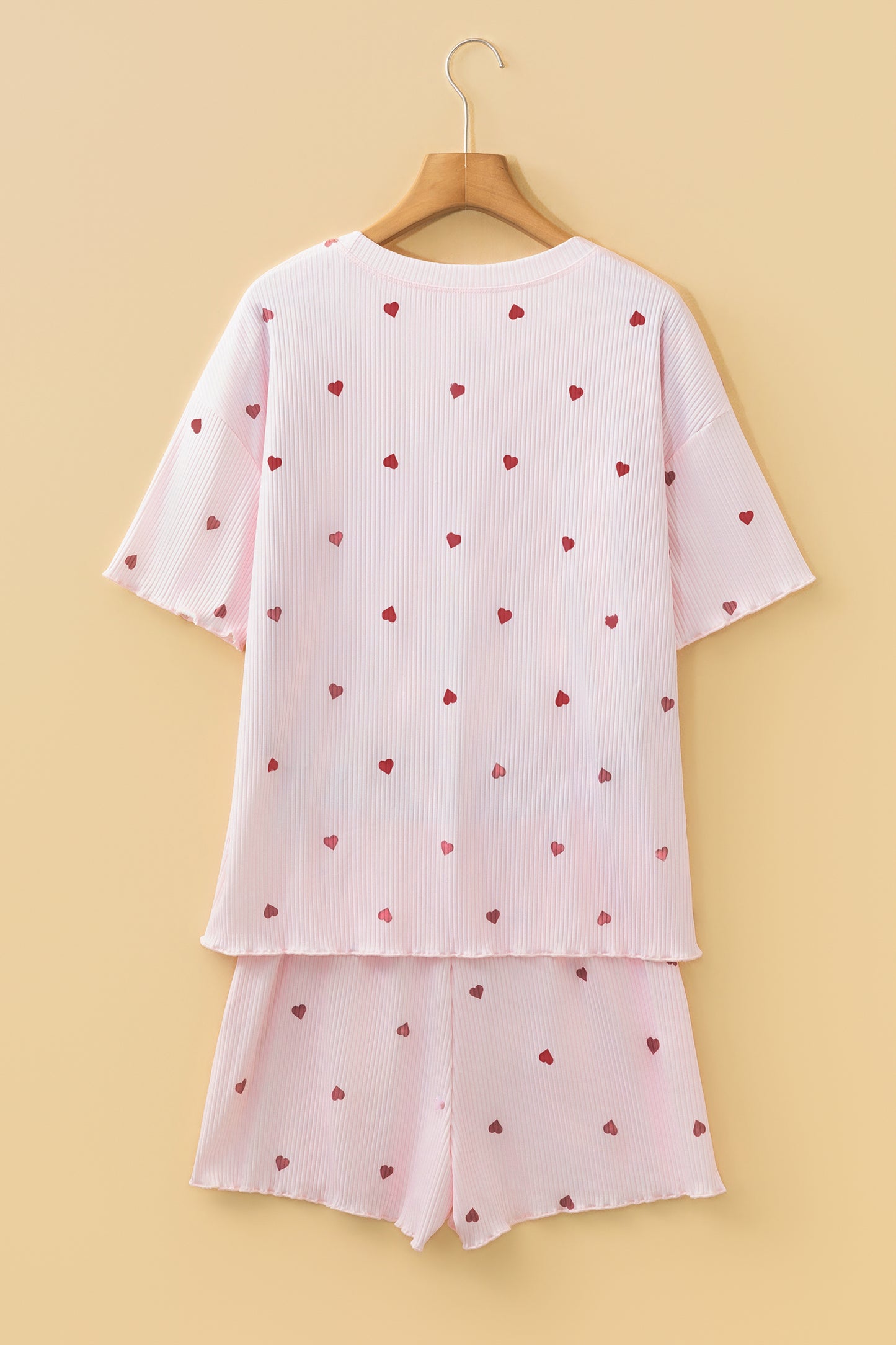 Valentine Heart Ribbed Top and Shorts Lounge Set