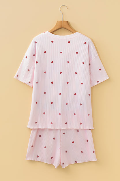 Valentine Heart Ribbed Top and Shorts Lounge Set
