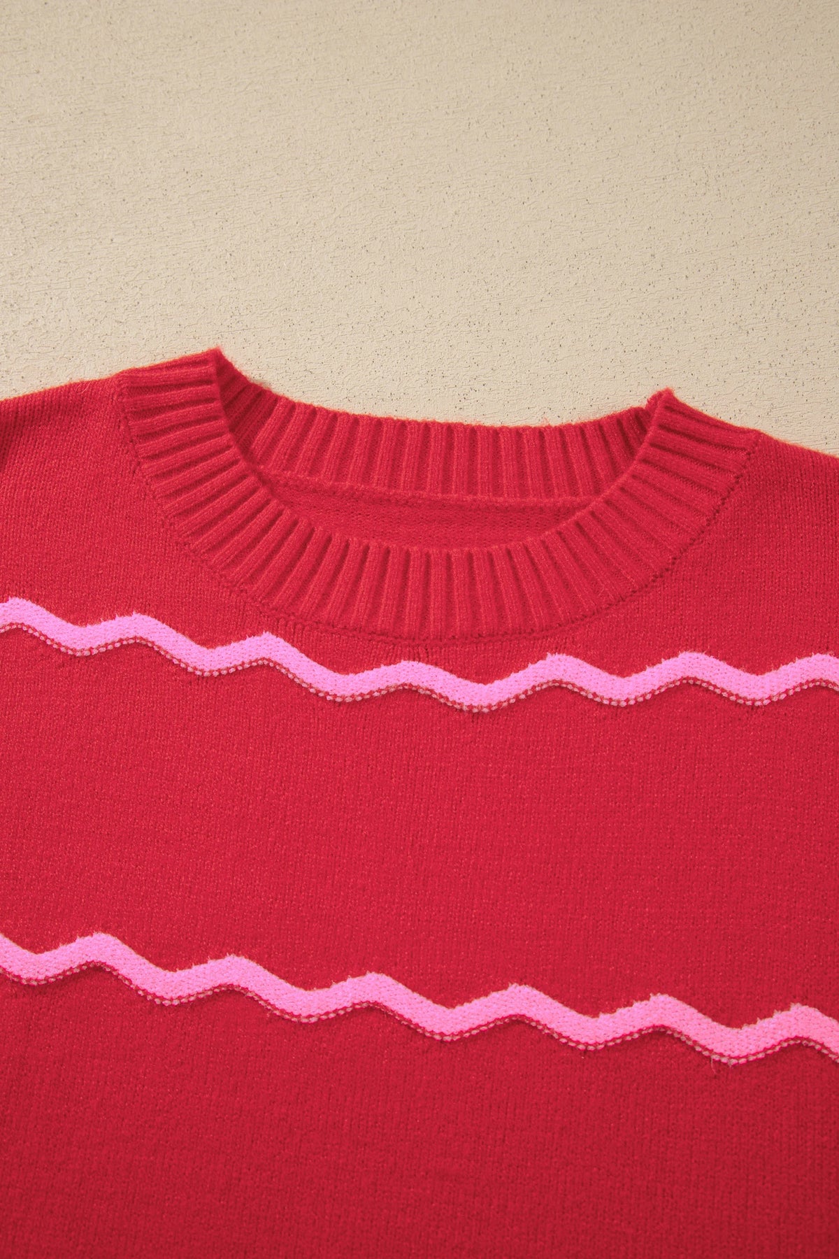 Wavy Stripe Round Neck Long Sleeve Sweater