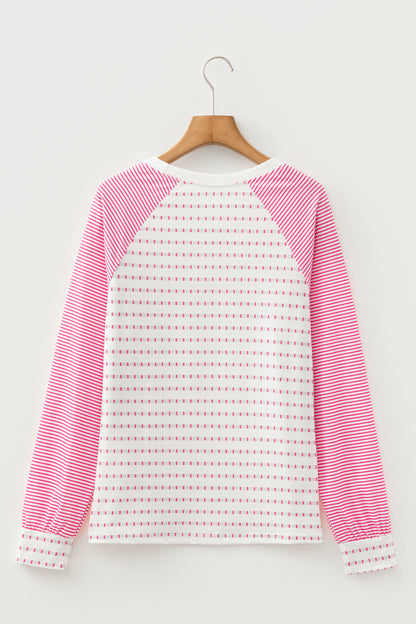 Stripe Raglan Patchwork Long Sleeve Top