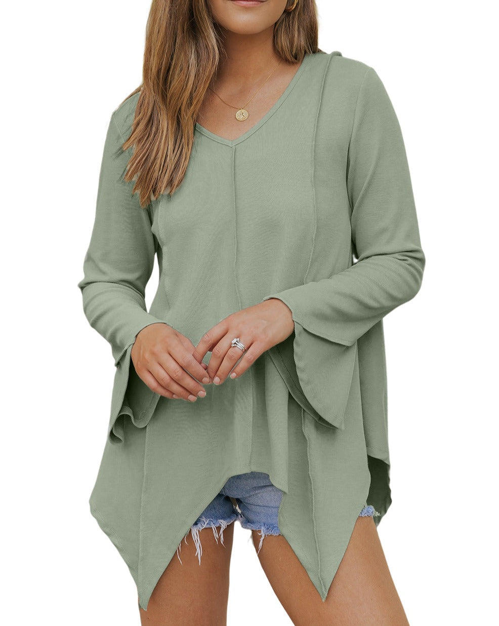 Reserve Seam Bell Sleeve Top