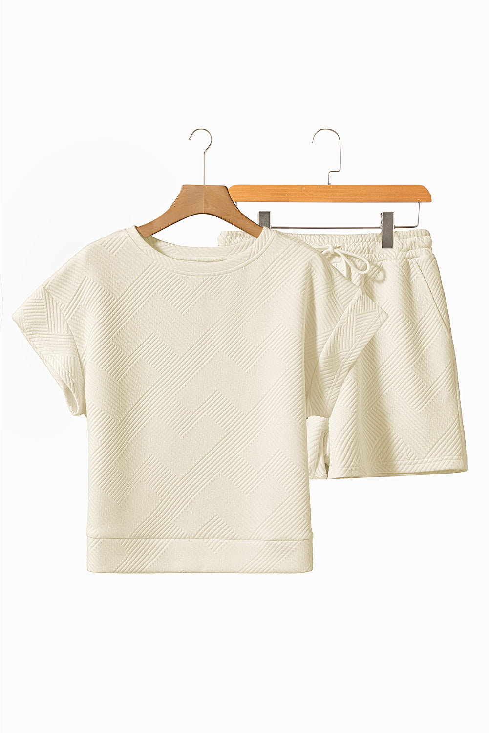 Textured Short Sleeve Top and Shorts Set