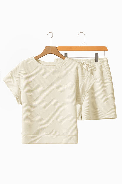 Textured Short Sleeve Top and Shorts Set