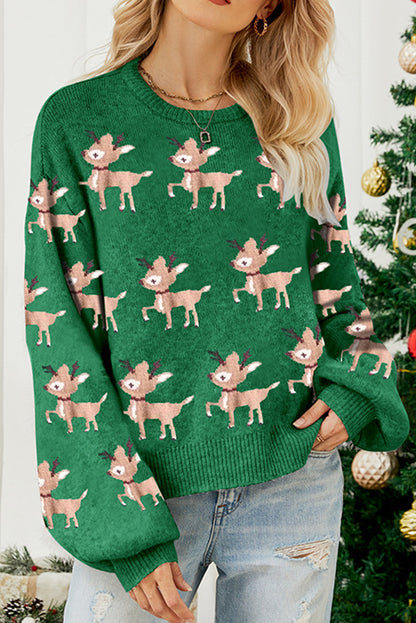 Christmas Reindeer Drop Shoulder Sweater