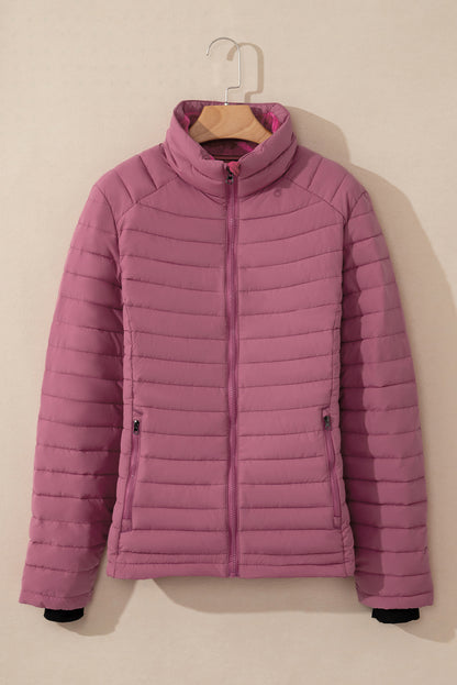 Solid Zip-Up Puffer Jacket