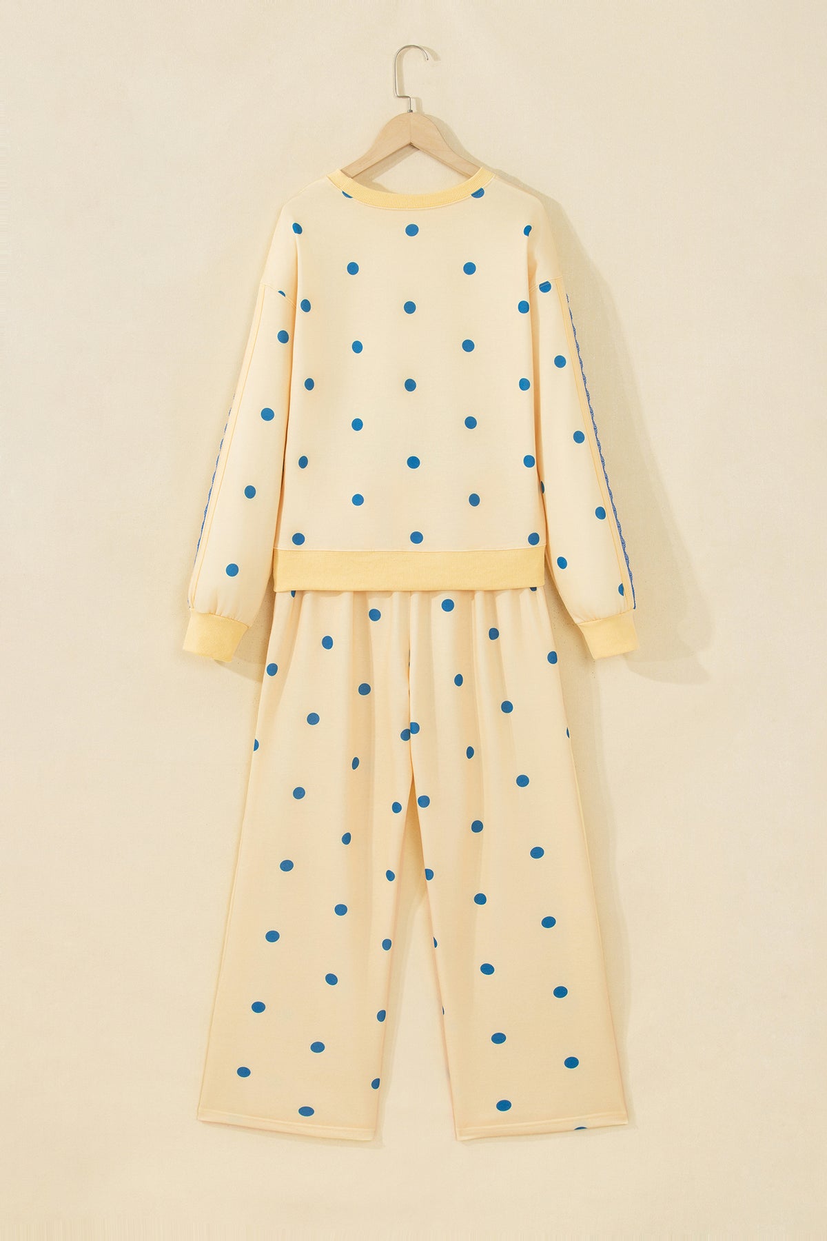 Polka Dot Patchwork Side Stripe Top & Pants Set