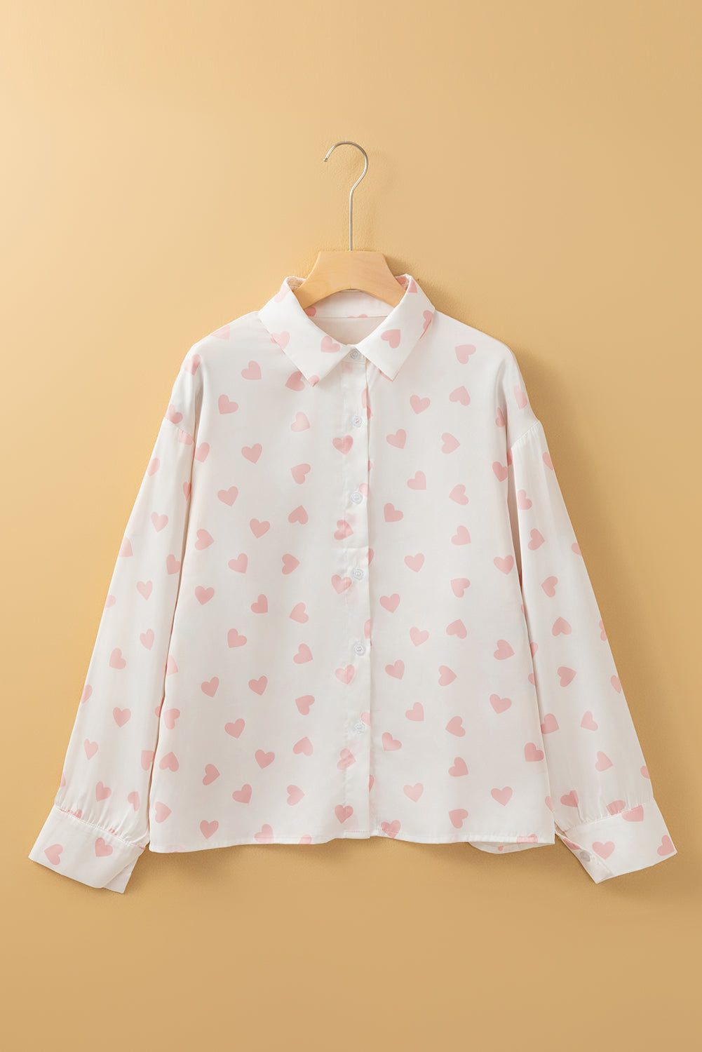 Heart Puff Sleeve Buttoned Shirt