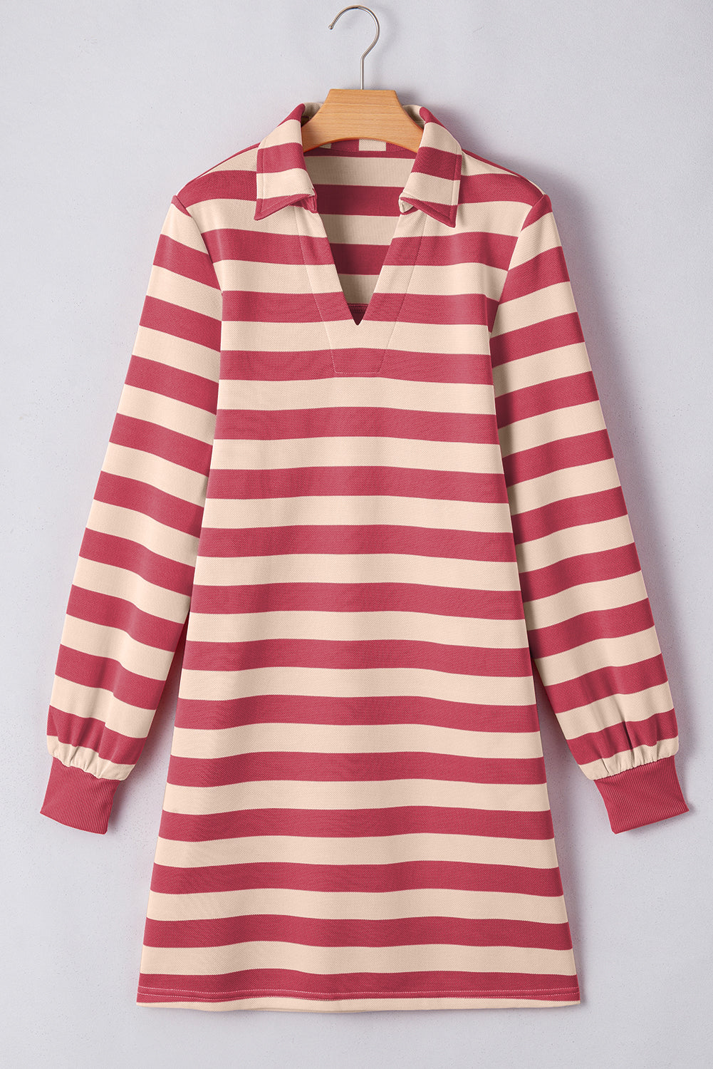 Stripe V-Neck Long Sleeve Dress