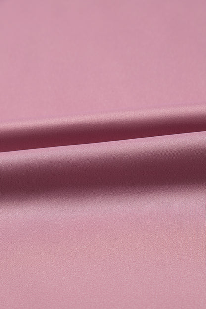 Solid Satin Ruffle Short Sleeve V-Neck Top