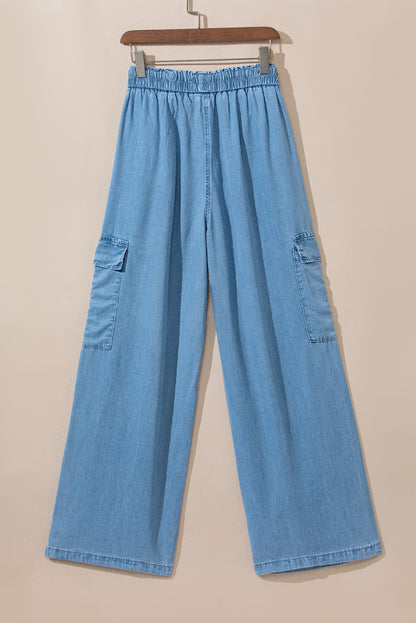 Drawstring Cargo Wide Leg Jeans