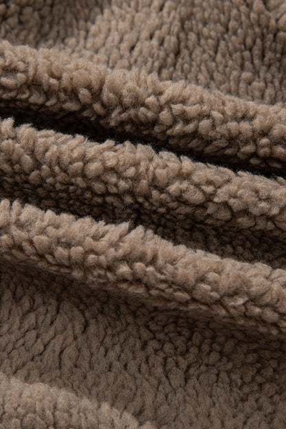 Leopard Sherpa Patchwork Flap Pocket Buttoned Jacket