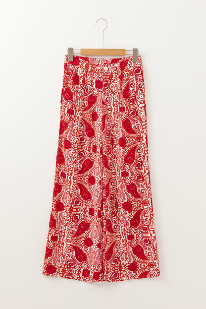 Paisley Buttoned High Waist Pants