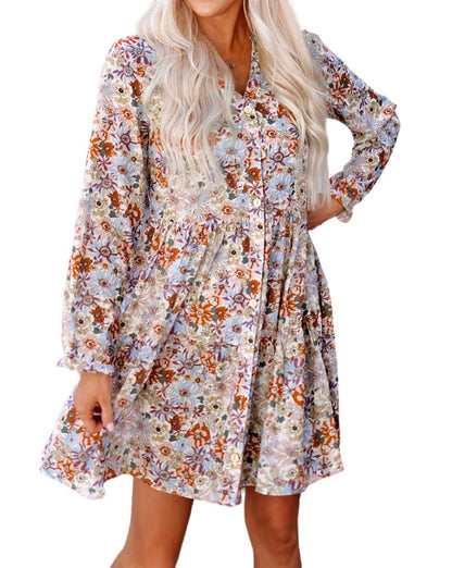 Floral Button Front Shirt Dress