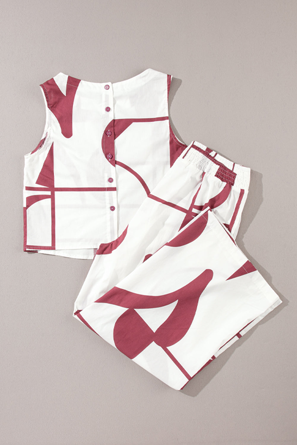 Abstract Buttoned Vest and Pants Set