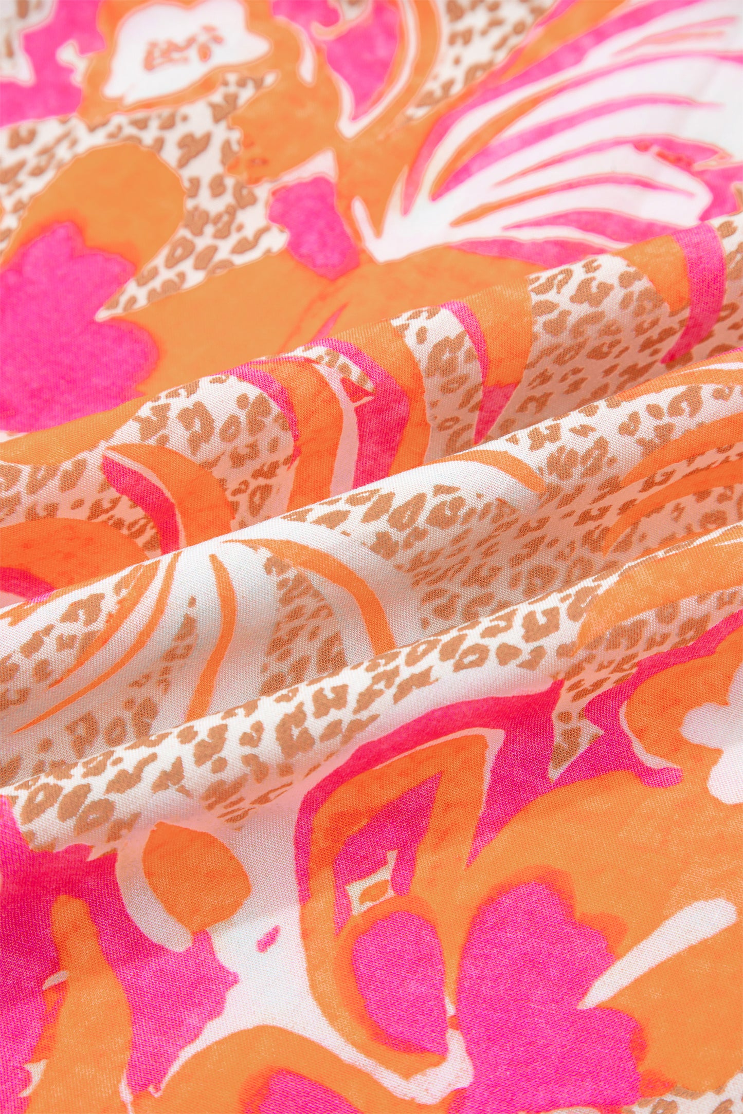 Floral Colorblock Ruffle Short Sleeve Midi Dress