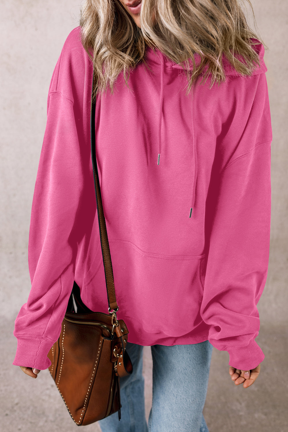 Fleece Lined Pocketed Drawstring Hoodie