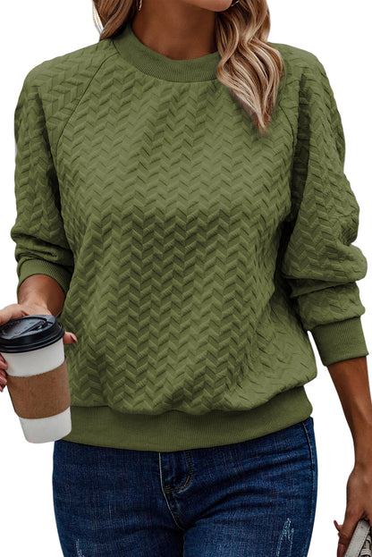 Herringbone Raglan Sleeve Pullover Sweatshirt