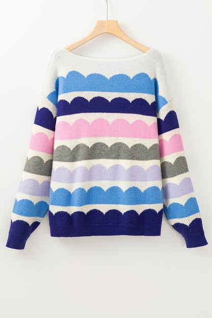 Stripe Balloon Sleeve Sweater