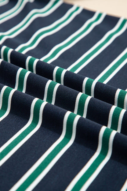 Stripe Colorblock Chest Pocket Long Sleeve Top