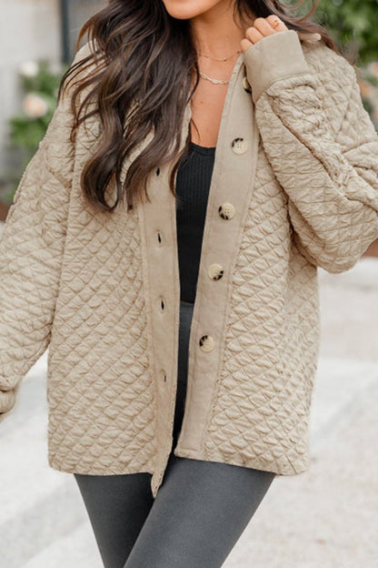 Solid Quilted Button Front Shacket