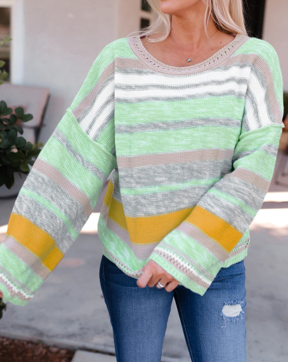 Stripe Bell Sleeve Sweater