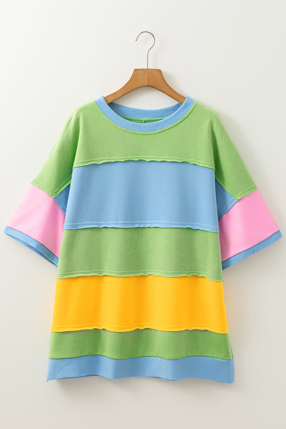 Plus Size Colorblock Reverse Seam T-Shirt