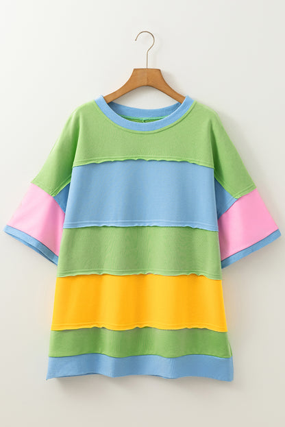 Plus Size Colorblock Reverse Seam T-Shirt