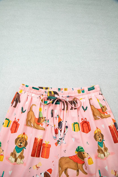 Christmas Dog Collared Top & Pants Pajama Set