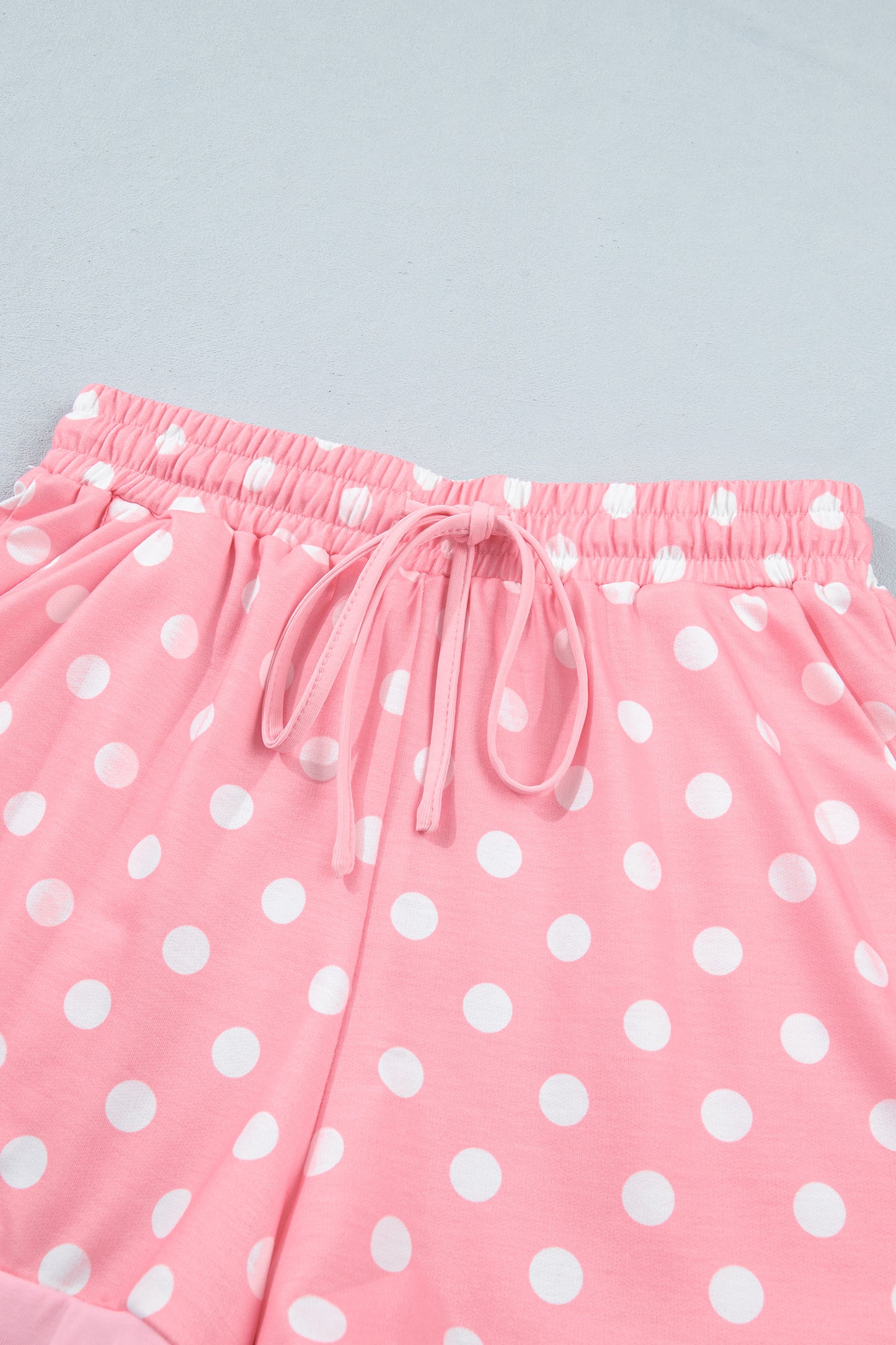 Polka Dot Oversized Top & Drawstring Shorts Set