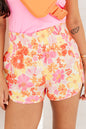 Floral Shirred High Waist Shorts