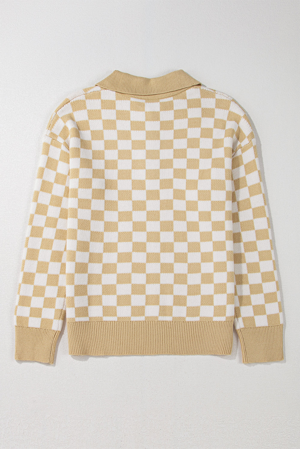 Checker Buttoned Collar Sweater