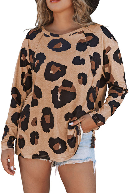 Leopard Raglan Long Sleeve Top