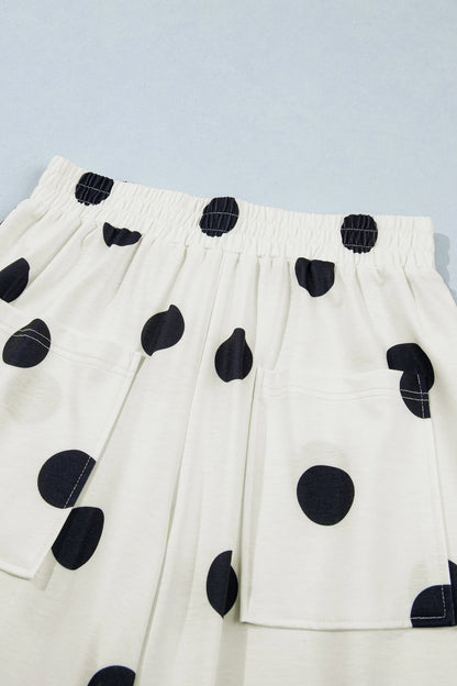 Polka Dot Elastic Waist Wide Leg Pants