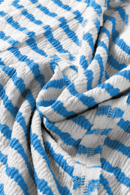 Stripe Textured Patchwork Short Sleeve T-Shirt